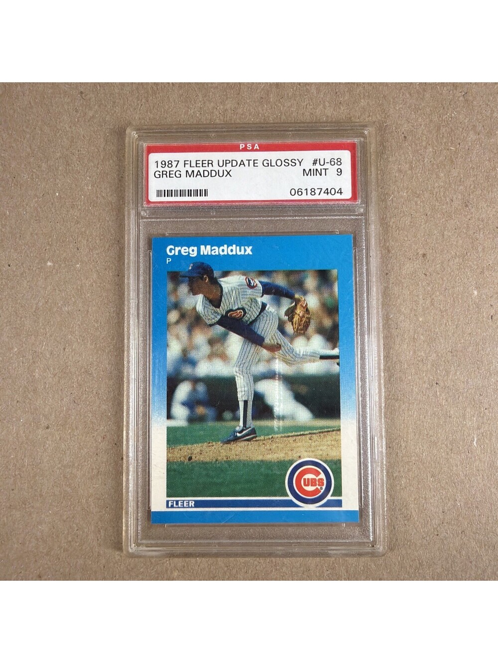 1987 FLEER UPDATE GLOSSY #U-68 GREG MADDUX RC CUBS HOF PSA 9